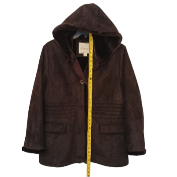 Weatherproof Brand Women's Hooded Faux Suede Fur Lined Coat Black Size XL - Picture 7 of 9